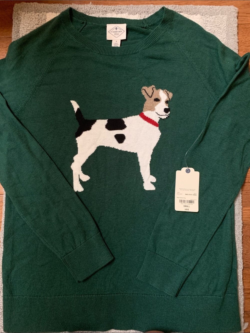 St. John's Bay Green Crewneck Sweater with Dog Intarsia - Picture 3 of 3